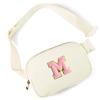Gitus Personalized Gifts Birthday Gifts for Girls Fanny Pack Cross Body Bags with Initial Letter Preppy Stuff Gifts for Her Girlfriend Wife Sister Friends Mom (Ivory-M) view 1