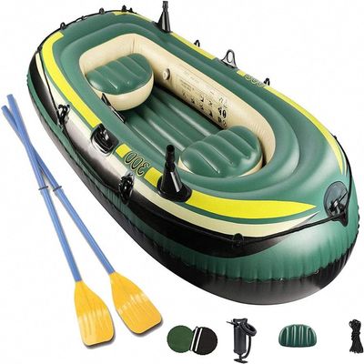 CukUJH 3 Person Inflatable Kayak, Inflatable Pump Rope Paddle Raft Inflatable Kayak, Portable Fishing Boat