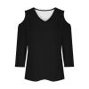 3/4 Length Sleeve Womens Tops Sexy Off The Shoulder Tops for Women Summer V Neck T-Shirt Solid Color/Graphic Tees 2025 Casual Clothes Business Dressy Top Trendy Going Out Shirts Boho Fashion Cute view 3