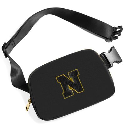 Gitus Belt Bag Fanny Pack Crossbody Bags with Initial Letter Patch Gifts for Wife Older Women Mother Coworker Bridesmaid Anniversary Travel Gifts Beach Gifts (Black-N)