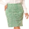 Allegra K Tweed Skirt for Women's Office Work High Waist Split Bodycon Plaid Pencil Skirts Large Green view 1
