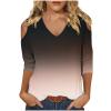 3/4 Length Sleeve Womens Tops Sexy Off The Shoulder Tops for Women Summer V Neck T-Shirt Solid Color/Graphic Tees 2025 Casual Clothes Business Dressy Top Trendy Going Out Shirts Boho Fashion Cute view 1