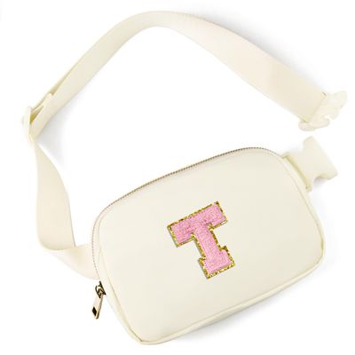 Gitus Personalized Gifts Birthday Gifts for Girls Fanny Pack Cross Body Bags with Initial Letter Preppy Stuff Gifts for Her Girlfriend Wife Sister Friends Mom (Ivory-T)