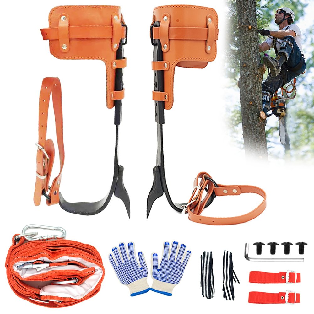 timiland Tree Climbing Spikes SetTree Climbing GearAdjustable Length Design,Alloy Steel Pole Climbing Spurs,Hunting and Observation,Fruit Picking (Set H)