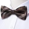 Hi-Tie Pretied Bow Ties for Men Wedding Formal Bow Tie Handkerchief Cufflinks Lapel Pin Set Party Formal Mens Bowtie Set, Brown Plaid view 3