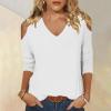3/4 Length Sleeve Womens Tops Sexy Off The Shoulder Tops for Women Summer V Neck T-Shirt Solid Color/Graphic Tees 2025 Casual Clothes Business Dressy Top Trendy Going Out Shirts Boho Fashion Cute view 2