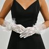 Eyret Short Lace Wedding Gloves White Pearl Bridal Gloves Tea Party Gloves Prom Accessories for Women and Girls view 2