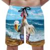 Pynnlts Patriotic Rooster Beer Men's Swim Trunks Chicken Sea Waves Board Shorts American Flag Drawstring Swimsuit with Pockets 5X_l view 2