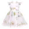 ABEHIK Baby Girls Birthday Party Dress Toddler Kids Bowknot Sequin Spaghetti Straps Tulle Tutu Princess Dress Floral Embroidery Cake Smash Photoshoot Dresses White 6-12M view 1