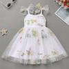 ABEHIK Baby Girls Birthday Party Dress Toddler Kids Bowknot Sequin Spaghetti Straps Tulle Tutu Princess Dress Floral Embroidery Cake Smash Photoshoot Dresses White 6-12M view 2
