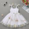 ABEHIK Baby Girls Birthday Party Dress Toddler Kids Bowknot Sequin Spaghetti Straps Tulle Tutu Princess Dress Floral Embroidery Cake Smash Photoshoot Dresses White 6-12M view 4