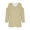 3/4 Length Sleeve Womens Tops Sexy Off The Shoulder Tops for Women Summer V Neck T-Shirt Solid Color/Graphic Tees 2025 Casual Clothes Business Dressy Top Trendy Going Out Shirts Boho Fashion Cute view 4