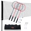VEVOR Badminton Net Set, Outdoor Backyard Beach Park Badminton Net, Portable Badminton Equipment Set, Adults Kids Badminton Net with Poles, Carrying Bag, 4 Iron Rackets, and 3 Nylon Shuttlecocks, 1 inch Tube Diameter view 1