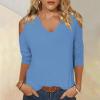 3/4 Length Sleeve Womens Tops Sexy Off The Shoulder Tops for Women Summer V Neck T-Shirt Solid Color/Graphic Tees 2025 Casual Clothes Business Dressy Top Trendy Going Out Shirts Boho Fashion Cute view 2
