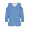 3/4 Length Sleeve Womens Tops Sexy Off The Shoulder Tops for Women Summer V Neck T-Shirt Solid Color/Graphic Tees 2025 Casual Clothes Business Dressy Top Trendy Going Out Shirts Boho Fashion Cute view 4