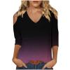 3/4 Length Sleeve Womens Tops Sexy Off The Shoulder Tops for Women Summer V Neck T-Shirt Solid Color/Graphic Tees 2025 Casual Clothes Business Dressy Top Trendy Going Out Shirts Boho Fashion Cute view 1