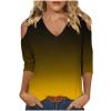 3/4 Length Sleeve Womens Tops Sexy Off The Shoulder Tops for Women Summer V Neck T-Shirt Solid Color/Graphic Tees 2025 Casual Clothes Business Dressy Top Trendy Going Out Shirts Boho Fashion Cute view 1
