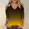 3/4 Length Sleeve Womens Tops Sexy Off The Shoulder Tops for Women Summer V Neck T-Shirt Solid Color/Graphic Tees 2025 Casual Clothes Business Dressy Top Trendy Going Out Shirts Boho Fashion Cute view 2