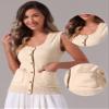Allegra K Sweater Vest for Womens Summer Scoop Neck Top Button Sleeveless Ribbed Knitted Tank Top X-Small Apricot view 2