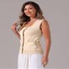 Allegra K Sweater Vest for Womens Summer Scoop Neck Top Button Sleeveless Ribbed Knitted Tank Top X-Small Apricot view 4
