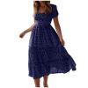 Womens Summer Dresses midi Polka dot Dress Short Sleeve Ruffle Boho Dress Casual Trendy Vacation Elegant Sundress Blue view 1