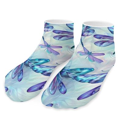 Flying Dragonflies 5 Pairs Ankle Socks Non Slip Short Sock No Show Low Cut Socks Athletic