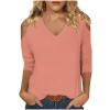 3/4 Length Sleeve Womens Tops Sexy Off The Shoulder Tops for Women Summer V Neck T-Shirt Solid Color/Graphic Tees 2025 Casual Clothes Business Dressy Top Trendy Going Out Shirts Boho Fashion Cute view 1