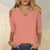 3/4 Length Sleeve Womens Tops Sexy Off The Shoulder Tops for Women Summer V Neck T-Shirt Solid Color/Graphic Tees 2025 Casual Clothes Business Dressy Top Trendy Going Out Shirts Boho Fashion Cute view 2