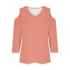 3/4 Length Sleeve Womens Tops Sexy Off The Shoulder Tops for Women Summer V Neck T-Shirt Solid Color/Graphic Tees 2025 Casual Clothes Business Dressy Top Trendy Going Out Shirts Boho Fashion Cute view 4