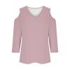 3/4 Length Sleeve Womens Tops Sexy Off The Shoulder Tops for Women Summer V Neck T-Shirt Solid Color/Graphic Tees 2025 Casual Clothes Business Dressy Top Trendy Going Out Shirts Boho Fashion Cute view 4
