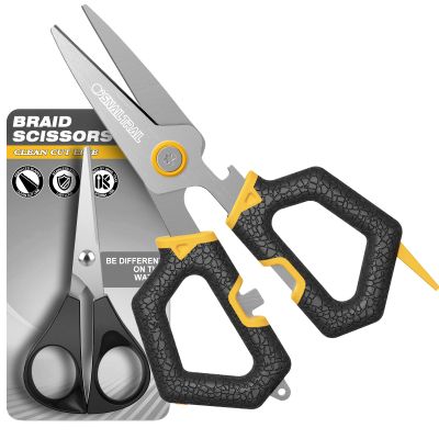 SNAIL TRAIL 2 Sets Fishing Braided Line Scissors, 6-inch & 4.5-inch Fishing Line Cutters Combo, Serrated Stainless Steel Fishing Shears for Saltwater, Fish Wire Cutters