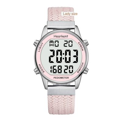 Hearkent Ladies Pedometer Watch for Walking-Step Tracker Watch with Calories Counter-Non Bluetooth Pedometer Watches-LCD Large Numbers-30M Waterproof Watch-Wrist Watch Step Counter for Women(Pink)
