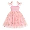 ABEHIK Baby Girls 1st Birthday Outfit Toddler Kids Bowknot Sequin Spaghetti Straps Tulle Tutu Princess Dress Floral Cake Smash Photoshoot Wedding Guest Party Dress Pink 2-3Y view 2
