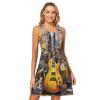 ALAZA 3D Guitar Music Yellow Women Summer Dresses Casual Sleeveless Sundress with Pockets Tank Dress L view 1