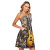 ALAZA 3D Guitar Music Yellow Women Summer Dresses Casual Sleeveless Sundress with Pockets Tank Dress L view 2