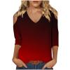 3/4 Length Sleeve Womens Tops Sexy Off The Shoulder Tops for Women Summer V Neck T-Shirt Solid Color/Graphic Tees 2025 Casual Clothes Business Dressy Top Trendy Going Out Shirts Boho Fashion Cute view 1