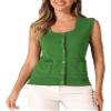 Allegra K Sweater Vest for Women's Summer Casual Button Ribbed Sleeveless Knitted Tank Top Small Green view 1