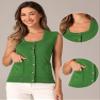 Allegra K Sweater Vest for Women's Summer Casual Button Ribbed Sleeveless Knitted Tank Top Small Green view 2
