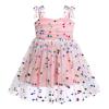 ABEHIK Toddler Girls Dresses Birthday Party Dress Baby Kids Bowknot Polka Dot Sequin Spaghetti Straps Tulle Tutu Princess Dress Pageant Holiday Cake Smash Photoshoot Dress Pink White 5-6Y