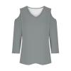 3/4 Length Sleeve Womens Tops Sexy Off The Shoulder Tops for Women Summer V Neck T-Shirt Solid Color/Graphic Tees 2025 Casual Clothes Business Dressy Top Trendy Going Out Shirts Boho Fashion Cute view 4