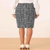 Allegra K Tweed Skirt for Women's Office Work High Waist Split Bodycon Plaid Pencil Skirts Large Black view 2