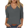 3/4 Length Sleeve Womens Tops Sexy Off The Shoulder Tops for Women Summer V Neck T-Shirt Solid Color/Graphic Tees 2025 Casual Clothes Business Dressy Top Trendy Going Out Shirts Boho Fashion Cute view 1