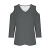 3/4 Length Sleeve Womens Tops Sexy Off The Shoulder Tops for Women Summer V Neck T-Shirt Solid Color/Graphic Tees 2025 Casual Clothes Business Dressy Top Trendy Going Out Shirts Boho Fashion Cute view 4