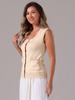 Allegra K Sweater Vest for Womens Summer Scoop Neck Top Button Sleeveless Ribbed Knitted Tank Top Small Apricot view 4