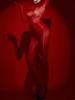 Alvivi Women's Oil Shiny Sheer Bodystockings Gloved Sleeve Back Zipper Jumpsuit Lingerie Nightwear Red One Size view 2