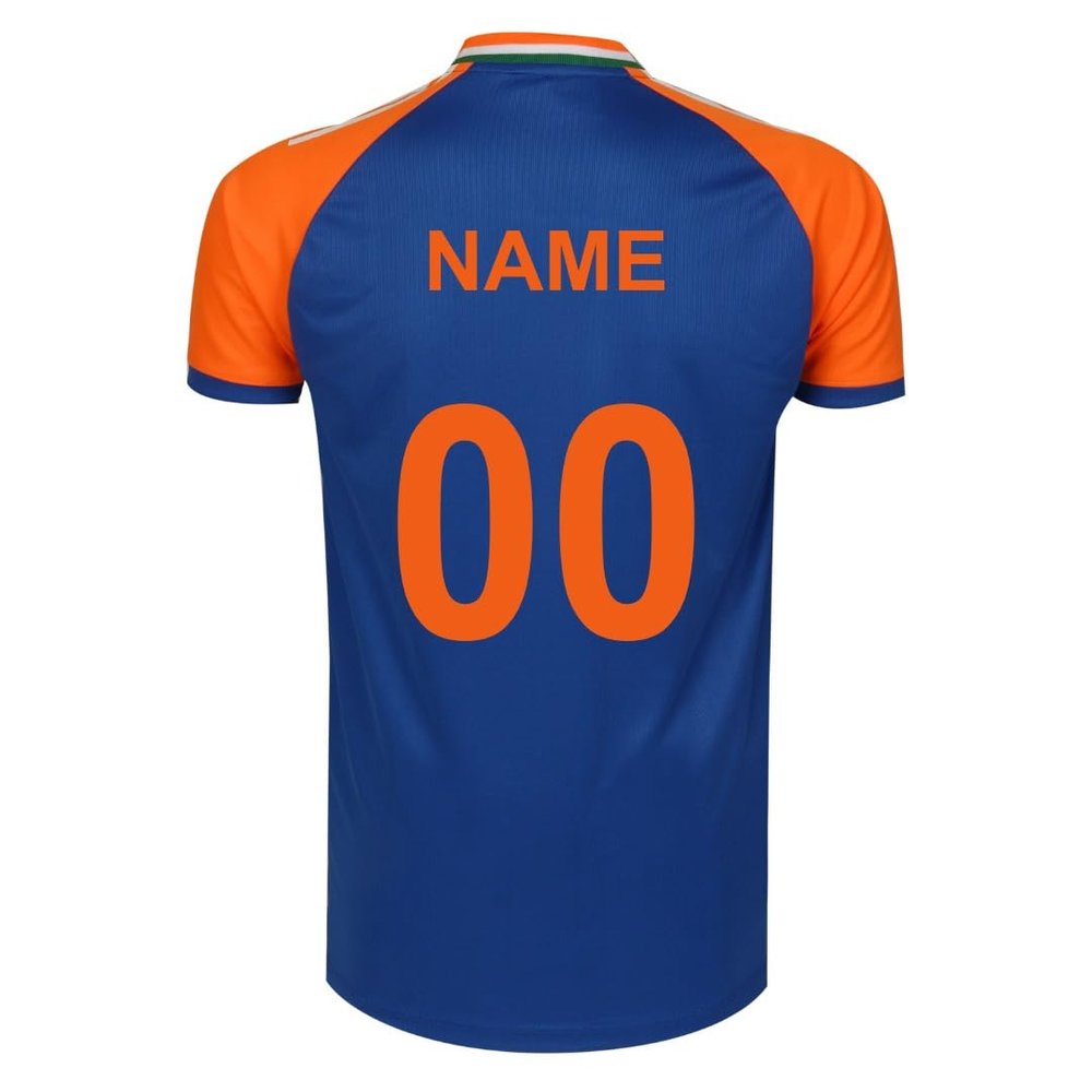 KNK Cricket India Jersey T20 WC 2024 Fan Supporter T-Shirt Cricket Team Uniform Kids to Adult (US, Numeric, 50, Regular, Regular, Custom)