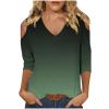 3/4 Length Sleeve Womens Tops Sexy Off The Shoulder Tops for Women Summer V Neck T-Shirt Solid Color/Graphic Tees 2025 Casual Clothes Business Dressy Top Trendy Going Out Shirts Boho Fashion Cute view 1