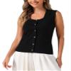 Allegra K Sweater Vest for Womens Summer Scoop Neck Top Button Sleeveless Ribbed Knitted Tank Top X-Small Black view 1