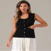 Allegra K Sweater Vest for Womens Summer Scoop Neck Top Button Sleeveless Ribbed Knitted Tank Top X-Small Black view 4