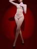 Alvivi Women's Oil Shiny Sheer Bodystockings Gloved Sleeve Back Zipper Jumpsuit Lingerie Nightwear Pink One Size view 2